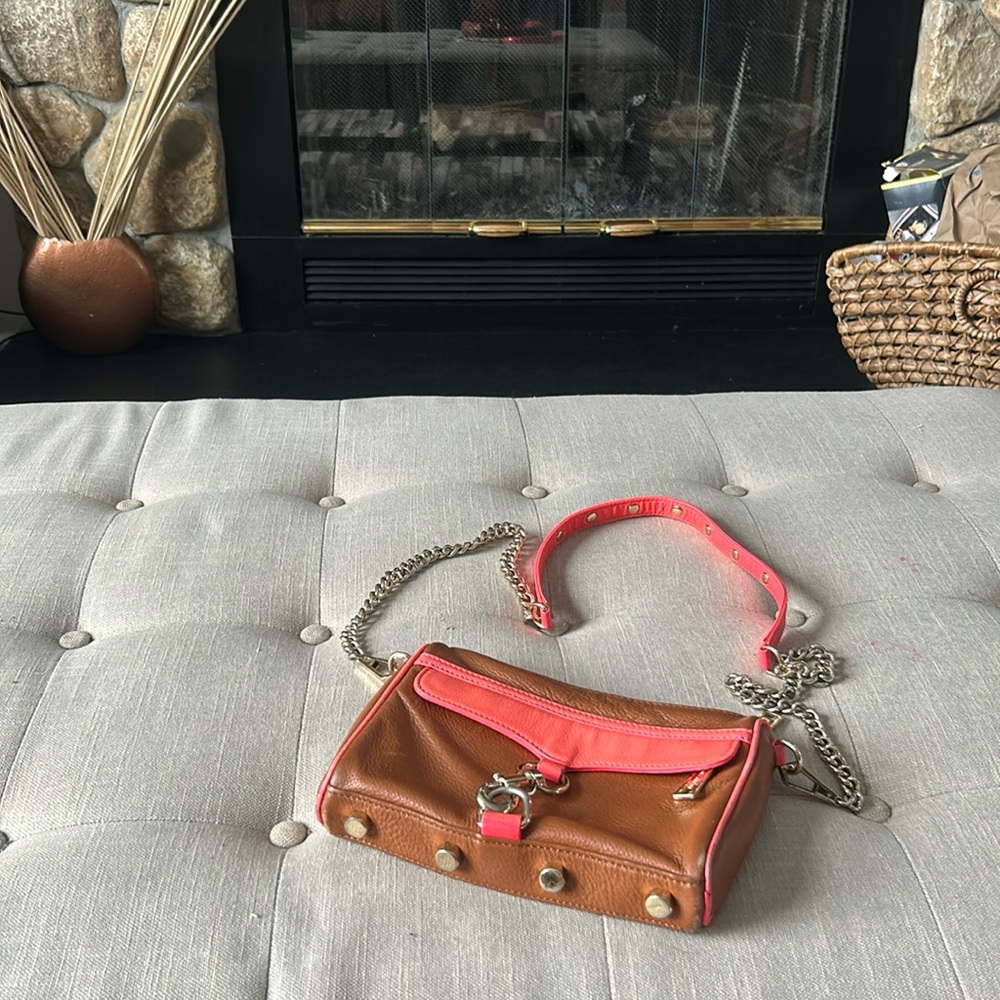 Rebecca Minkoff Brown/Pink Chain Strap Crossbody Purse
